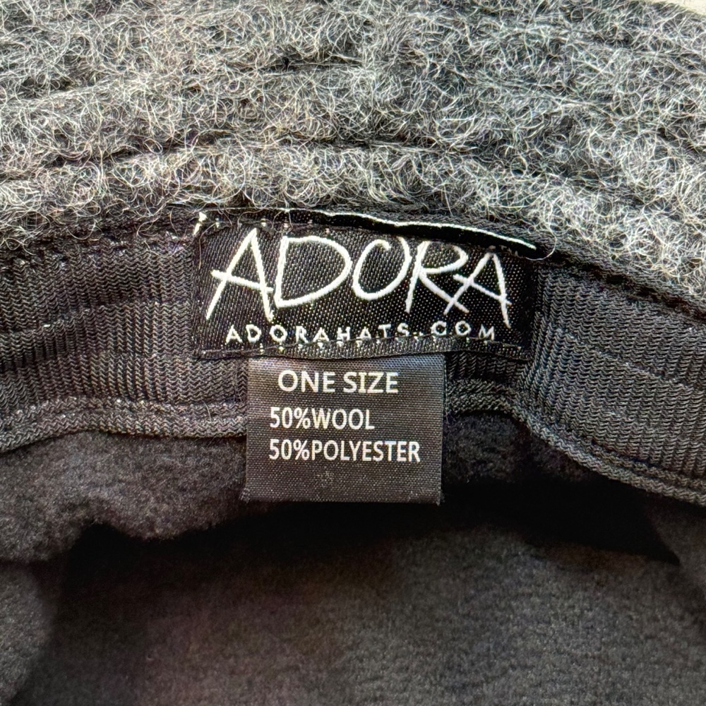 Adora Wool Blend Hat Deep Gray Threaded Flower Cl… - image 6